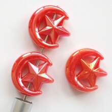 10pcs 27mm Color Plated AB Star & Moon Shape Straight Hole Beads, DIY Beaded Mobile Chain, Bag Charm, Keychain Materials & Accessories