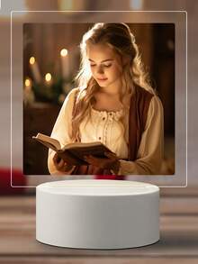 1pc Personalized Customized Photo Night Light, Single Photo Light Board Small Night Light LED Photo, Suitable For Women, Men, Couples, Families, Friends, Boyfriends, Girlfriends, Customizable Holiday Anniversary Gifts, With Acrylic Plaque LED Lamp Stand, White Circular Lamp Holder - one-size - View 3