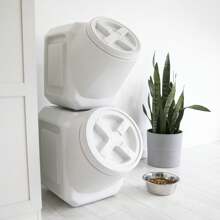 Vittles Vault Outback Stackable Plastic Dry Pet Food Storage Container For Dogs, Gray, 40 Pound Capacity