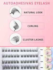 80 racimos, 4 filas, extensiones de pestañas falsas naturales de aspecto natural tipo cómic DIY, pestañas agrupadas delgadas y esponjosas con rizos tipo D, las bandas delgadas son suaves, adecuadas para usar lentes de contacto, sin necesidad de pegamento, fáciles de aplicar