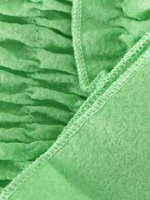 HN311 Elegant Smocked Bandeau Top & Flowy High-Waist Pants Set - Perfect For Vacation & Beach - màu xanh lá - Xem 4