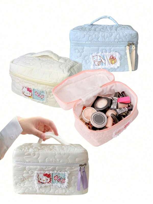 Sanrio 1 pièce Sac cosmétique Kawaii Anime, grande capacité de rangement, portable et imperméable. Cadeau (certaines parties peuvent être aléatoires)