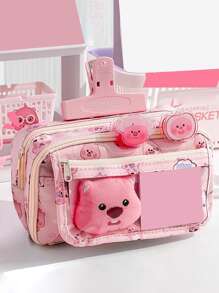 1 Peça Estojo de Lápis Grande de Estilo Novo 2025 com Capacidade, Bolsa de Papelaria Transparente com Tampa Flip Multi-Camadas, Pode Ser Usado para Armazenar Canetas, Borrachas, Réguas e Outras Papelarias, Bolsa de Papelaria à Prova de Poeira e Sujeira para Escrivaninha Escolar, Bolsa de Armazenamento de Cosméticos Multifuncional para Dormitório. Somente os acessórios mostrados abaixo da imagem principal estão incluídos. Volta às Aulas, Materiais Escolares, Estojo de Lápis, Mochila Escolar