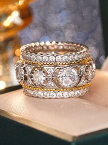 1 PC Pretty Cubic Zirconia Ring For Women For Wedding Engagement Anniversary Party Jewelry Valentine's Day Gift