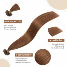 Straight U Tip Human Hair Extensions 12''-20'' Inches Machine Remy Fusion Hair Lightweight Keratin Hair For Women 50pcs/Pack 30g - S6 - View 4