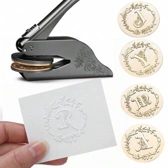 BAOFALI 1 台首字母簿压花机 Satmp、剪贴簿压花机、信封压花机、手持式压花机、首字母压花印章、婚礼压花印章、纸质压花印章