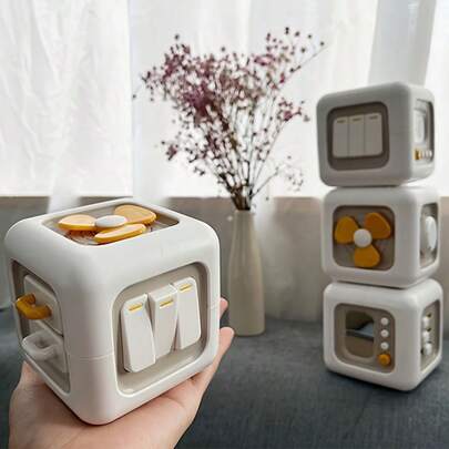 6 Sided Cube Toy Busy Ball, Sensory Education Activity, Finger Training Toy, White, Made Of ABS Material, For Kids, Boys And Girls Birthday Gift