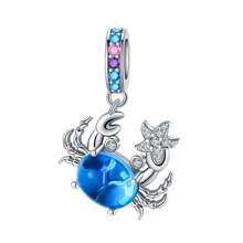 Silver Plated Charm Turtle Crab Small Fish Gear Ocean Series Charm Bead Is Suitable For Diy Female Bracelet Pendants