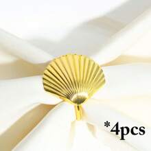 4pcs Seashell, Starfish, Seahorse Mixed Ocean Series Napkin Rings, Table Decor