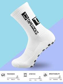 1 Pair Men's Football/Soccer Socks With Anti-Slip Grip, Sports Socks With Shock-Absorbing Pads For Football, Basketball Or Hockey