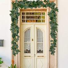 1 Peça Grinalda Artificial de Eucalipto, Trepadeira de Eucalipto Pendurada Verde, Flores Artificiais Antioxidantes de Alta Qualidade, Decoração de Parede, Decoração de Quintal, Suprimentos de Jardim, Decoração de Casamento, Decoração de Festa, Suprimentos de Feriado, Decoração de Feriado Doméstico, Decoração de Jardim