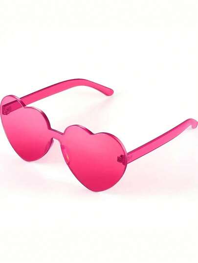 1pc,2pcs,Cute Heart Shape Frame Sunglasses, Rimless One-PieceSunglasses, For Men Women Holiday Party Outdoor Decors Peach Heart Sunglasses - Heart Shaped Love Glasses Perfect For Summer Parties And Holidays Birthday Gifts, Party Supplies, Party DecorativeGlasses