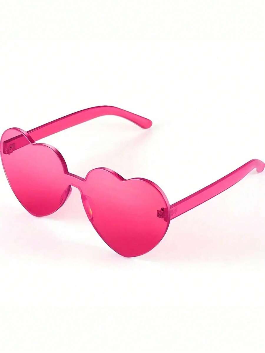 1 件、2 件、可爱心形框架太阳镜、无框一体式太阳镜，适合男女节日派对户外装饰桃心太阳镜 - 心形爱心眼镜，非常适合夏季派对和节日生日礼物、派对用品、派对装饰眼镜