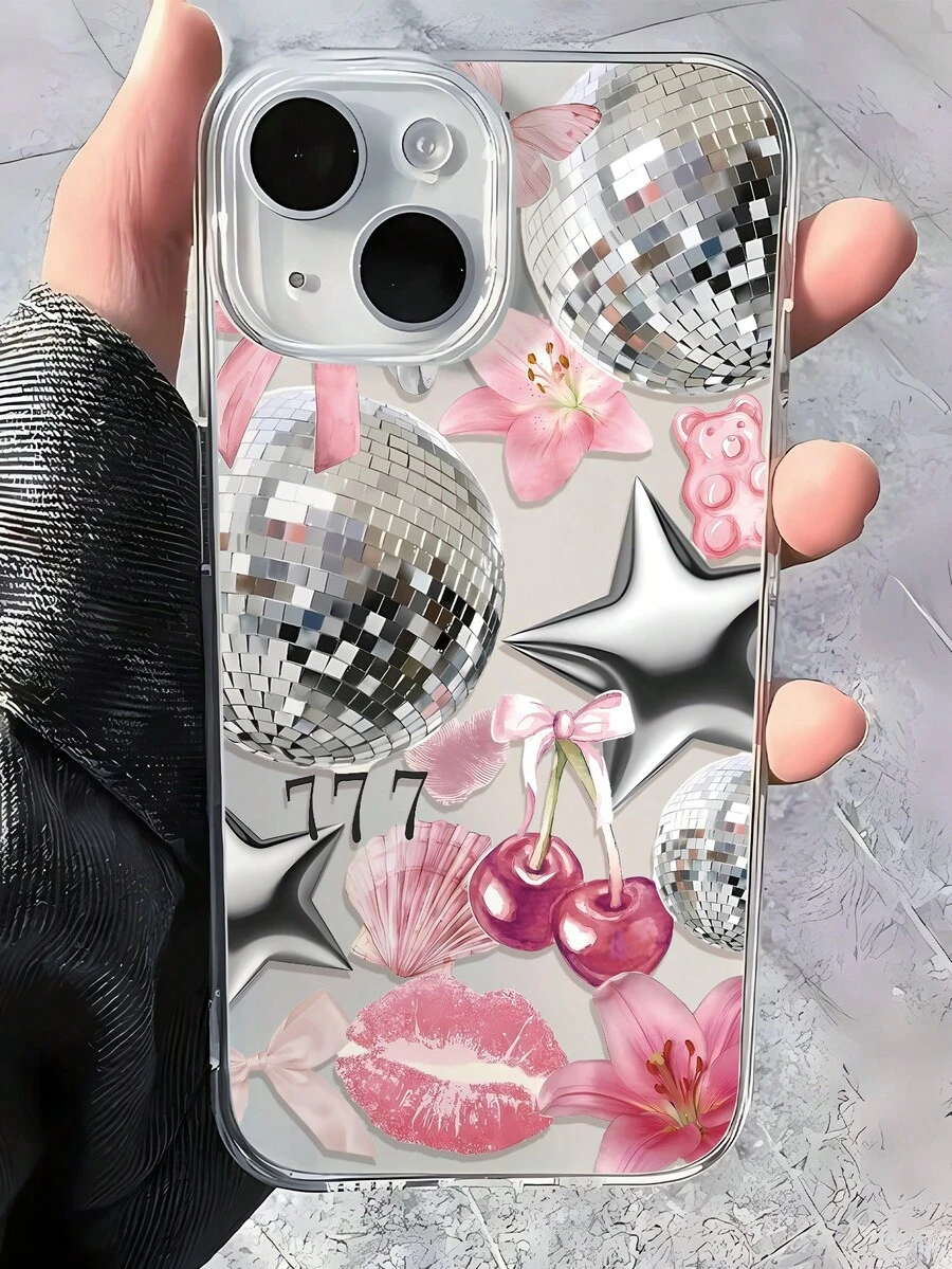 1pc Fashionable & Stylish Bowknot, Disco Ball, Floral & Star Graphic Transparent TPU Anti-Fingerprint Protective Phone Case, Compatible With IPhone 16 Pro Max/16/16 Pro/16 Plus/11/15/15 Pro/15 Pro Max/12/13/14 Pro Max/XS/XR/11 Pro/11 Pro Max/12 Pro/12 Pro Max/13 Pro/13 Pro Max/7 Plus/14 Pro/14 Pro Max/14 Plus/7 Plus/8 Plus/8/SE2/12 Mini/13 Mini, Soft & Fade-Resistant Waterproof Shockproof Anti-Fall Scratch Resistant - Multicolor - View 1