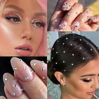 3入組水晶鑽石貼紙,自粘閃爍頭髮珠寶配件,臉部寶石貼紙,適用於各種節日的diy工藝和藝術項目