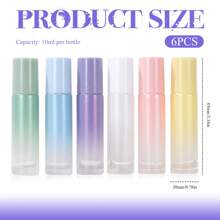 6PCS Glass Roller Bottles 10ml Gradual Change Colourful Roller Ball Bottle,Perfume Massage Roller Ball Bottle,Essential Oil Bottles,Matte Glass Bottle Perfect For Aromatherapy, Fragrance, Perfume(Ball Material Random)