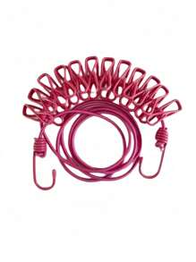 Portable Elastic Retractable Clothesline With 12 Clips - Elastic PVC Coated, Length 70.87 Inch, Suitable For Outdoor Travel And Home Use, Suitable For Backyard, Resort Hotel, Balcony Clothes Drying, Travel Clothesline For Socks And Small Items | Durable Clips, Clothesline Wear Resistant