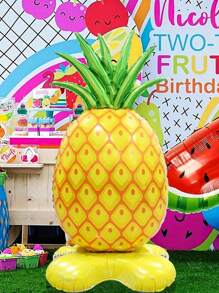 1pc Giant Pineapple Foil Balloon With Base - Summer Party Decoration, Hawaiian Theme, Suitable For Beach And Camping Parties, Tropical Party Decorations, Inflatable Tropical Decor, Summer Party Supplies