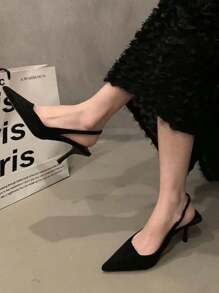 Women's Stylish Pointed Toe Sandals, New Closed Toe Mid Heel Dress Shoes