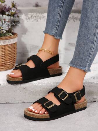 Women's Casual Fashion Slippers Sandals, Open Toe Adjustable Strap, Comfortable Outdoor Summer Shoes, Simple Minimalist Versatile Beach Slide