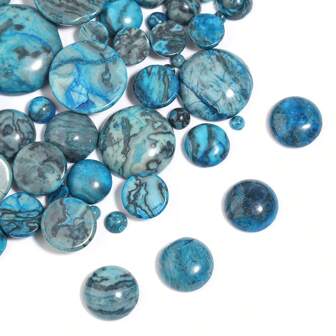 Zakje van 5/10 blauwe ronde edelsteen cabochons met rimpel, verschillende maten, vintage stijl, geschikt voor doe-het-zelf kettingen, ringen, armbanden, sieraden en decoratie