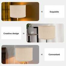 Linen Lamp Shade Table Floor Lamp Light Shade Lampshade Home Decoration For Bedroom (Suitable For E27 Bulb) - Grey - View 6
