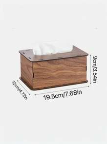 1pc Multifunctional Black Walnut Wood Grain Luxurious Bathroom/Toilet Tissue Box, Wooden Desktop/Wall-Mounted Napkin Holder For Living Room, Bedroom, Kitchen, DIY Assembly