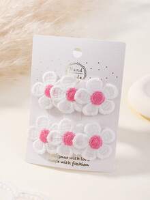 2pcs Solid Color Flower Hairclips, Cute Versatile Hair Accessories For Back To School Season And All Year Round - Multicolor - View 5