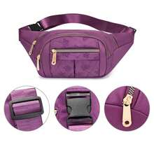 Bolsa de cintura para mujeres, bolsa de cinturón impermeable de tela de buey, bolsa de diseñador cruzada, bolsa de pecho, moda femenina, riñonera, bolso de cadera tipo banana - Morado - Ver 5