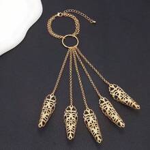 1pc Vintage Hollow Finger Chain, Gold Tassel Knuckle Hand Chain, Gothic Style Finger Chain, Luxury Creative Gothic Hand Decor, Niche Versatile Hand Accessory, Personalized Fashion, Exotic Style, Suitable For Performance Hand Decor And Daily Photo Shoot,Party Costume - Multicolor - View 7