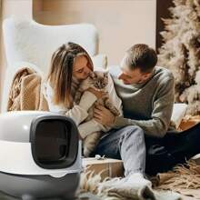 大型消毒封闭式猫砂盆 - 宽敞的椭圆形顶部入口设计，可折叠的防溅和气味控制，耐用且易于清洁，适合多猫家庭