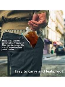 10 件装塑料瓶隐藏式可重复使用饮料袋，防漏塑料，非常适合旅行和户外运动，带 1 个漏斗的储水袋，隐藏式设计的可重复使用饮料袋，万圣节装饰，液体袋，血袋