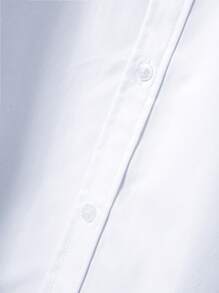 Chemise à manches longues en robe blanche officielle avec application pour pocket, style collégial classique pour adolescents, décontracté et pour soirée