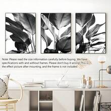 3pcs Of Framed/Pure Canvas Paintings And Posters, Can Be Hung Directly, Black And White Natural Plant Leaf Theme, Home Decoration, Wall Art, Room Decoration, Home Mural, High-Definition Printing, Ideal Gift, Living Room, Bedroom, Restaurant, Office Decoration Painting, Framed - UFP-152 - View 11