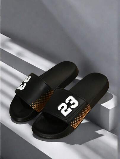 1 Pair Black Unisex Slippers, Size 23, Soft EVA Flat Non-Slip Couple House Slippers, Couple Bathroom Slippers, Summer Unisex Beach Slippers, Super Comfortable Non-Slip EVA Sole, Durable Couple Casual Slippers, Suitable For Indoor And Outdoor Daily Wear