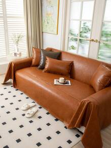1pc Waterproof & Anti-Scratch Oil-Wax Leather Sofa Slipcover, All-Season Sofa Protector, Universally-Fitted Sofa Cover