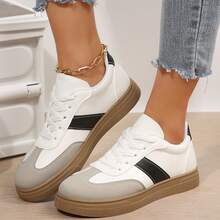 Casual Thick Sole Sneakers For Women Velvet Patchwork Design Lightweight Wear - 灰色 - 查看 7