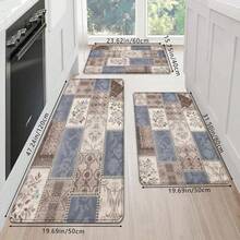 1 tấm thảm chùi chân in họa tiết hoa và hình học cổ điển, thảm nhà bếp mềm mại chống trượt thấm hút có thể giặt bằng máy, thảm trang trí nhà hình chữ nhật lông thấp chống bụi bẩn cho phòng tắm, phòng ngủ, nhà bếp, phòng giặt ủi - Nhiều màu - Xem 7