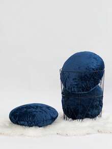 1pc/2pcs Frost Fleece Solid Color Round Throw Pillow Cover, Minimalist Velvet Decorative Cushion Cover For Living Room, Bedroom, Sofa, Garden, Diameter 45cm, Pillow Insert Not Included - Grey - View 6