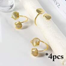 4-6 Pcs/Set Mini Shell Napkin Rings, Simple Napkin Holders For Cloth Napkins, Suitable For Wedding, Reception, Dinner Party, Birthday, Home Gathering, Party Decor