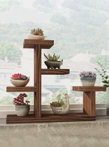 1 Peça Prateleira de Madeira Flutuante para Janela/Sacada Multiníveis para Plantas Suculentas, Estante Decorativa de Armazenamento para Decoração de Mesa da Sala de Estar Interna e Decoração Externa
