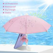 2-In-1 Pig-Shaped Phone Umbrella With Universal Suction Cup Holder | Anti-UV Sun Shade & Rainproof Cover For Smartphones | Anti-Glare Reflective Screen Protector, Portable Outdoor Travel Accessories For Camping, Workouts, Vacations (Polyester Fiber)