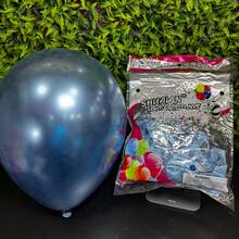 Metallic Latex Balloon Balloon 50 Units - Size 12 Different Colors - Baby Blue - View 4