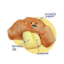 1 件宠物玩具牛角面包狗狗嗅探玩具藏食物互动拼图发声毛绒玩具面包