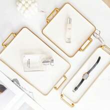 Light Luxury Tray Household Rectangular Cosmetics Storage Tray Living Room Water Cup Storage Hotel Apartment Storage Tray