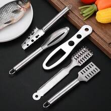 Multifunctional Fish Descaler, Thick Stainless Steel Fish Scaler Cleaner For Home Kitchen Seafood Tools - Silver - View 2