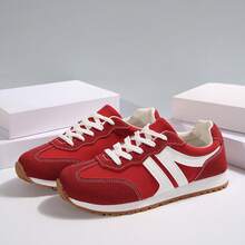 Sneakers For Women Athletic Inspired Low Top Lace Up Breathable Easy Styling - Red and White - View 8