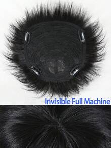 Men's Hair Topper Natural Black Short Straight Men Topper Hairpiece Hair Extensions Breathable Baldness Wig Hair Pieces - Natural Black - View 3