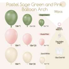 96pcs Pink & Green Balloon Arch Garland Set, With Light Green & Pastel Pink & Ivory Balloons, Suitable For Birthday, Bridal Shower, Party, Boho Baby Shower Decoration