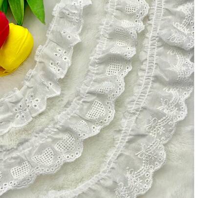 1 件褶皱蕾丝花边刺绣边褶皱丝带，适用于服装工艺品